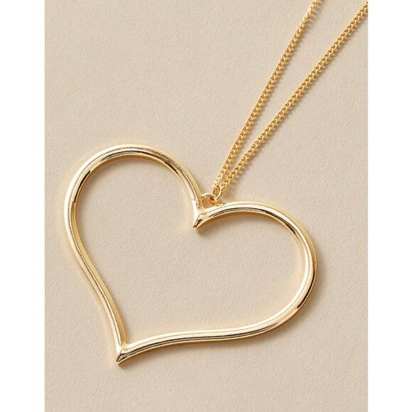 Gold Heart Necklace and Earring Set - Picture 2 of 3